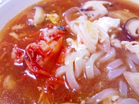 しいたけと溶き卵の韓国うどん♪